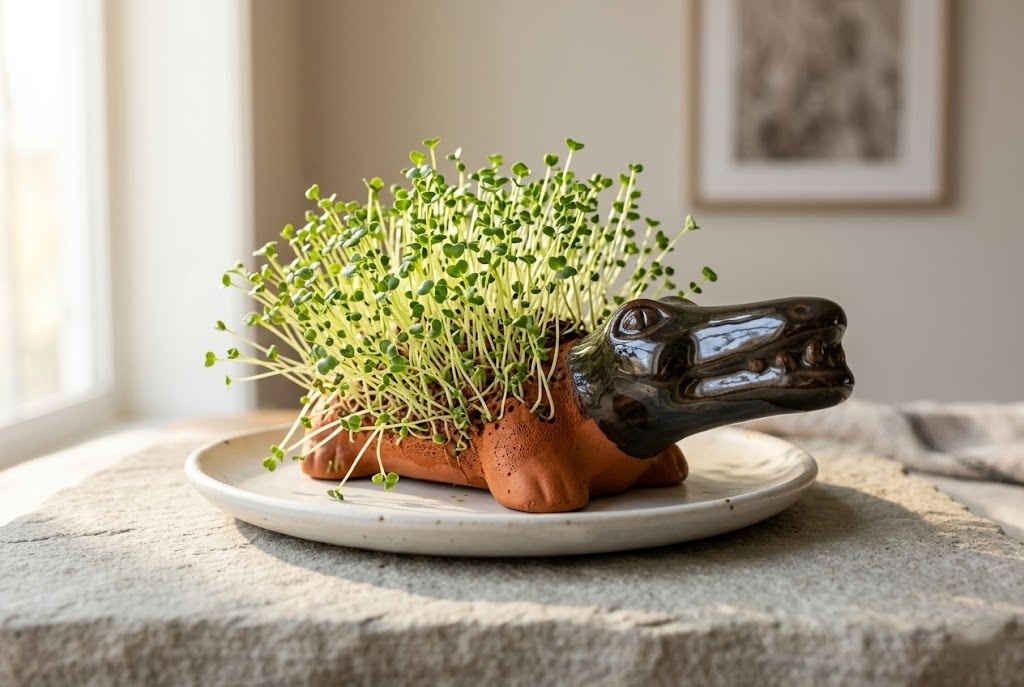 Фигурка Chia Pet с проросшей зеленью