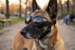 Собака в защитных очках Doggles